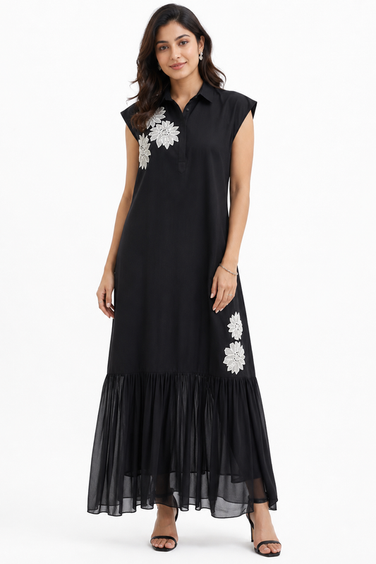 Black Dress with Rose Lace