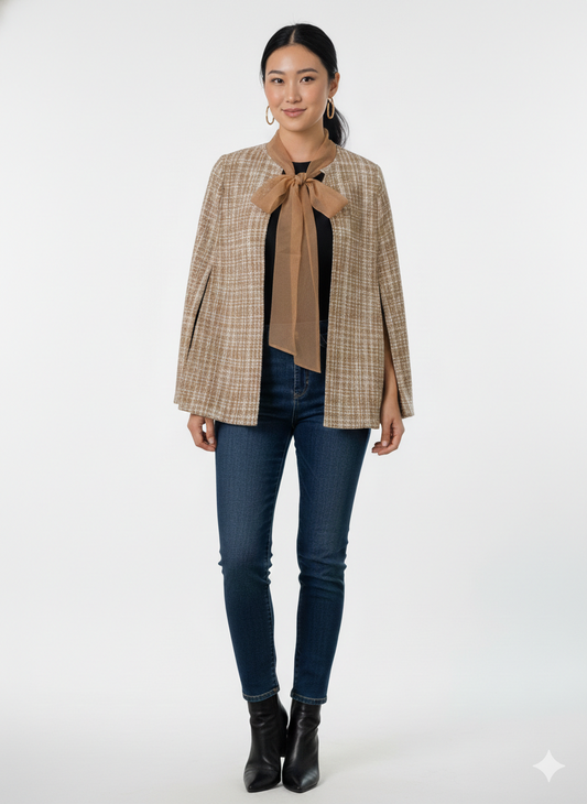 Brown Cape Knitted Jacket