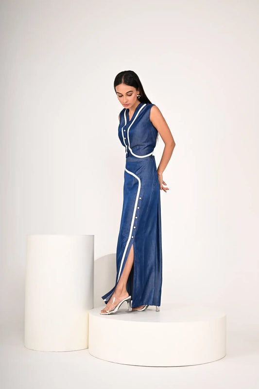 Sleeveless Crop Top & High Waisted Skirt