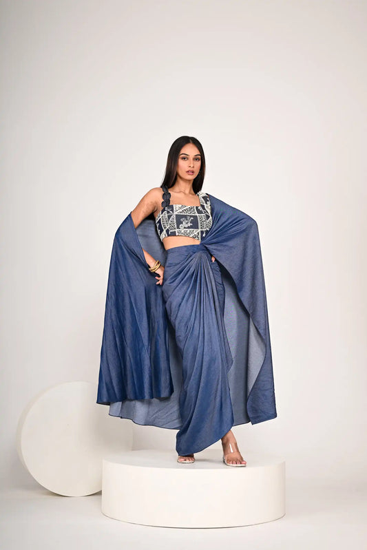 Draped Saree With A Crochet Blouse