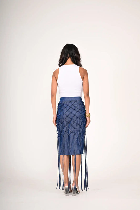 Soft Denim Tassel Skirt