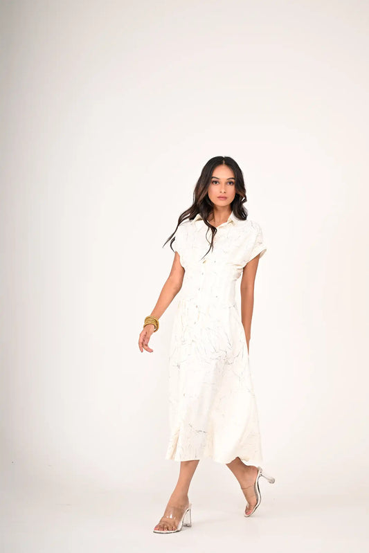 Off White Printed Dress