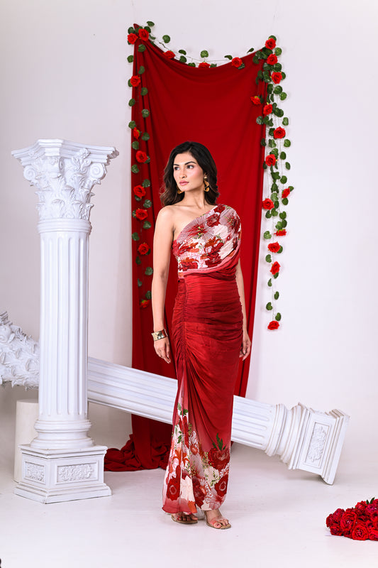 One Shoulder Pleated Dress