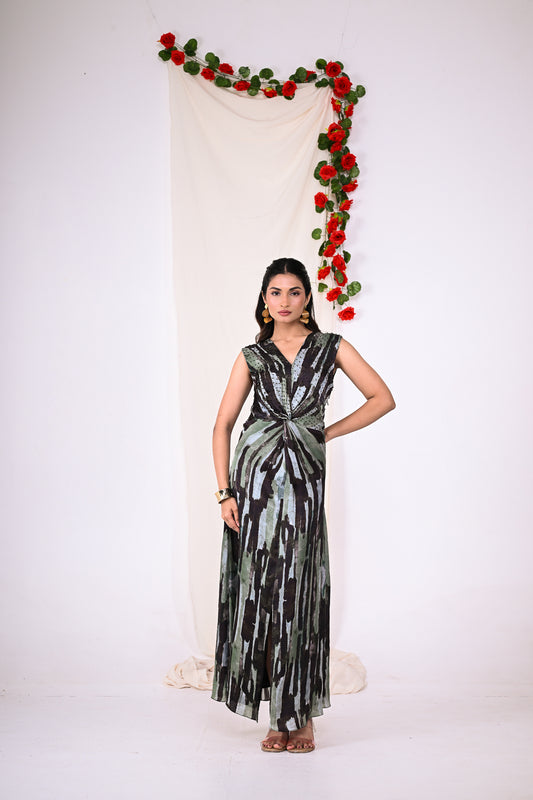 V Neck Dress with Twisted Detail