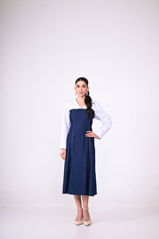Blue & White Denim Dress