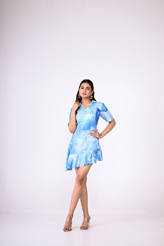 Short Denim Printed Dress