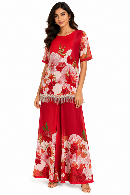 Red Printed Co-ord Set