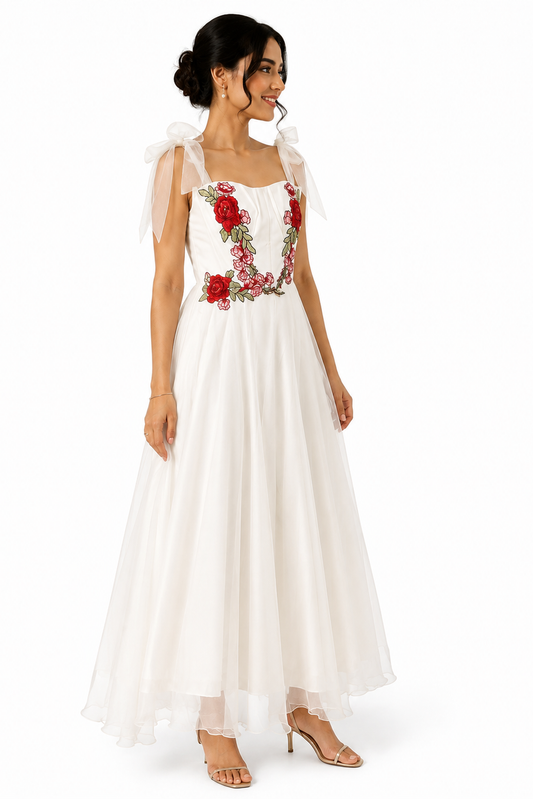 Tie Up white maxi Dress