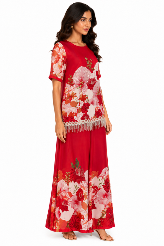 Red Printed Co-ord Set