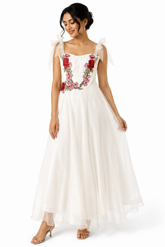 Tie Up white maxi Dress