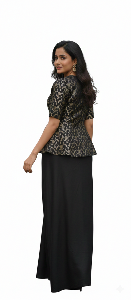 Brocade Set - 2 pc - Brocade top with Drape Skirt