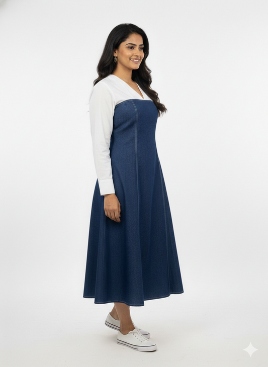 Blue & White Denim Dress