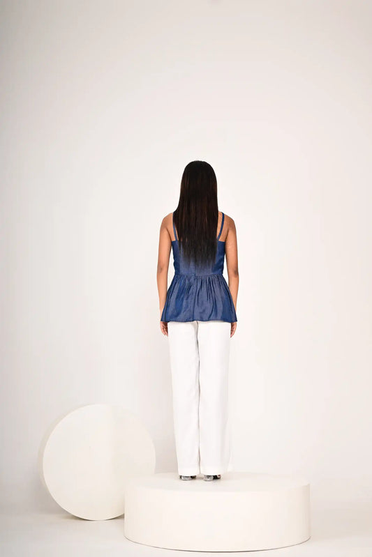 Soft Denim Bow Top