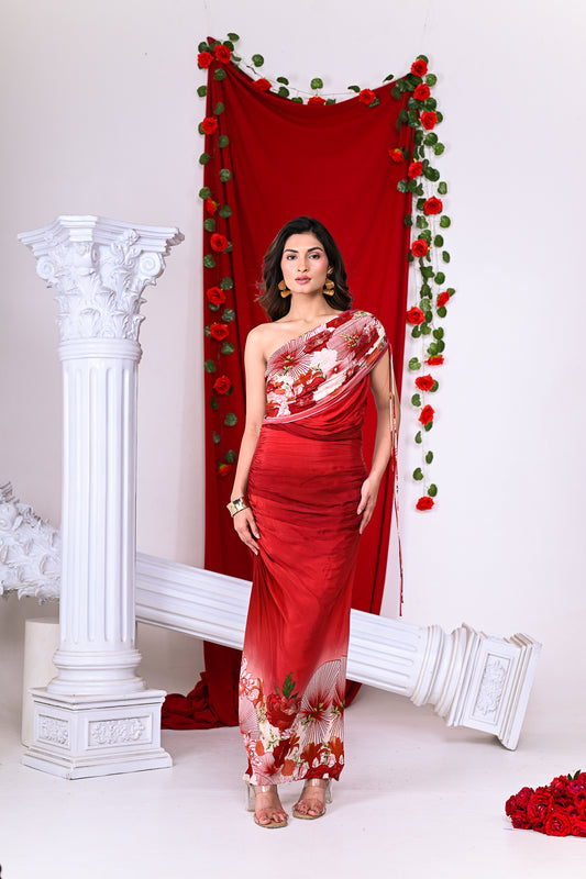 One Shoulder Pleated Dress
