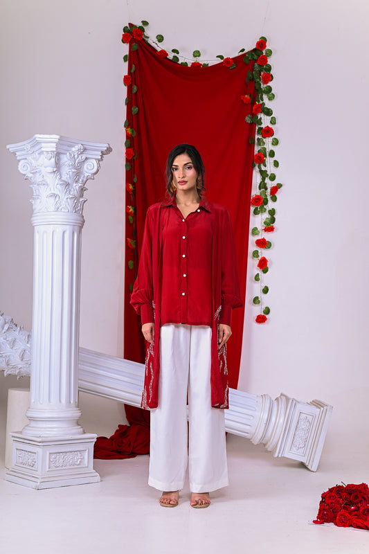 Red Pearl Work Shirt