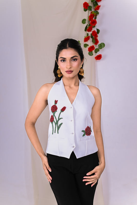 Statement Rose Applique Waist Coat