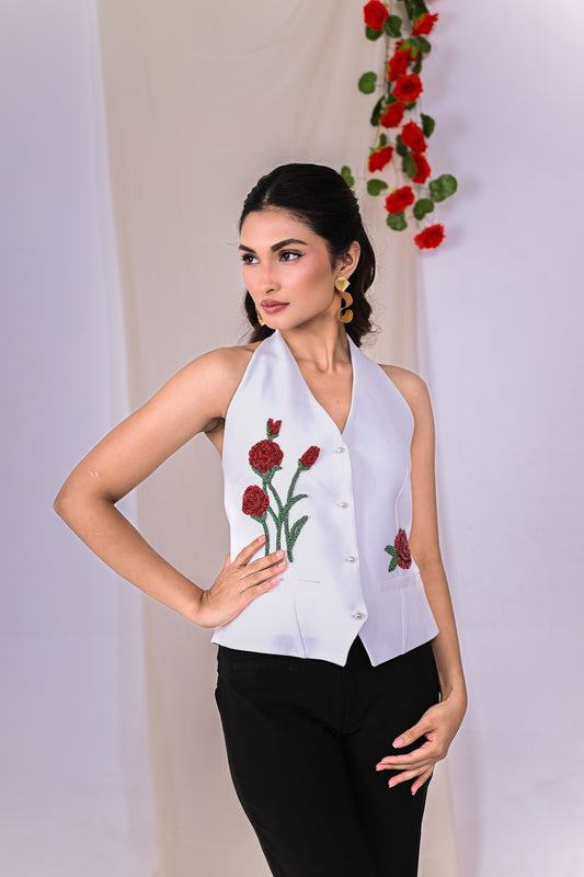 Statement Rose Applique Waist Coat