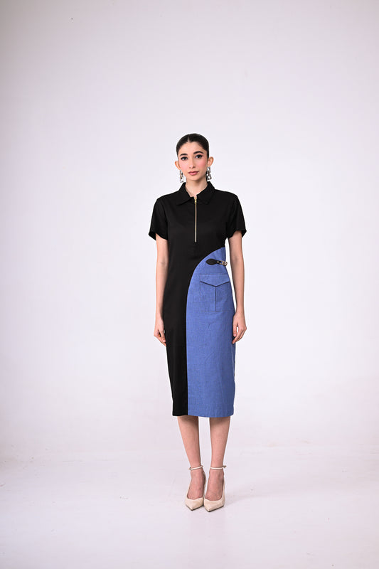 Black & Blue Denim Dress