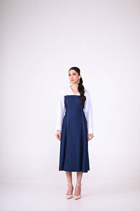 Blue & White Denim Dress