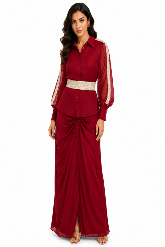 Organza Shirt with Belt